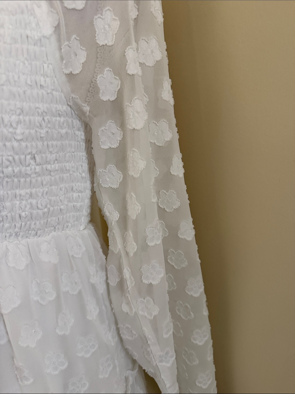 Midnight Doll Smocked Square Neck White Lace Mini Dress - Picture 8 of 15